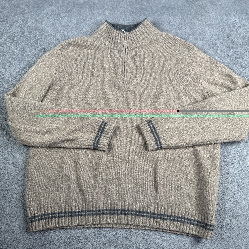 Daniele Blasi Milano Sweater Mens XL Brown Wool Italy 1/4 Zip Pullover Knit
